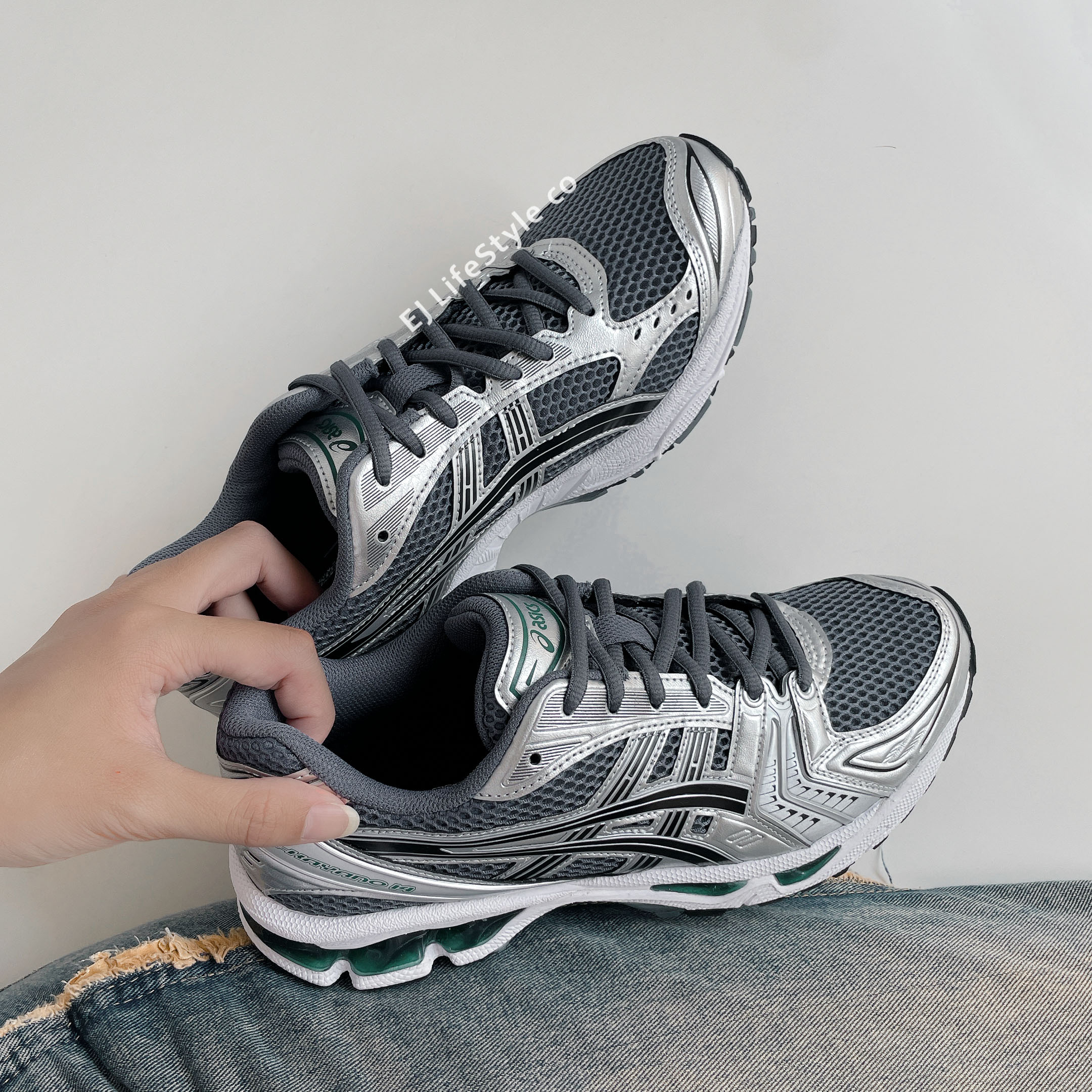 ASICS GEL-KAYANO14 深灰銀綠 復古 機能 男女鞋 1203A537-020 / 現貨