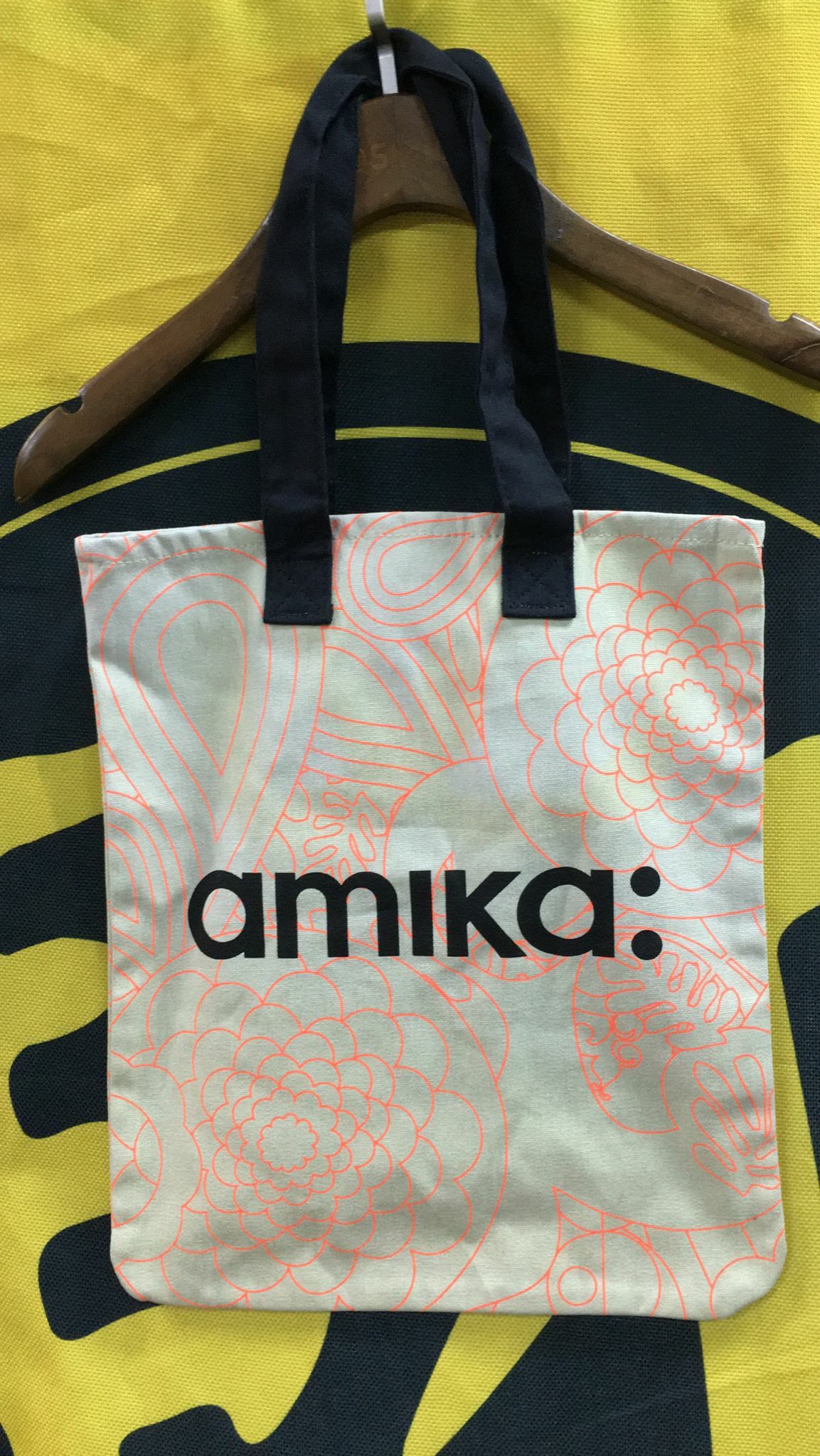 韓國amika： 帆布Tote Bag(前後唔同LOGO) (AT183)