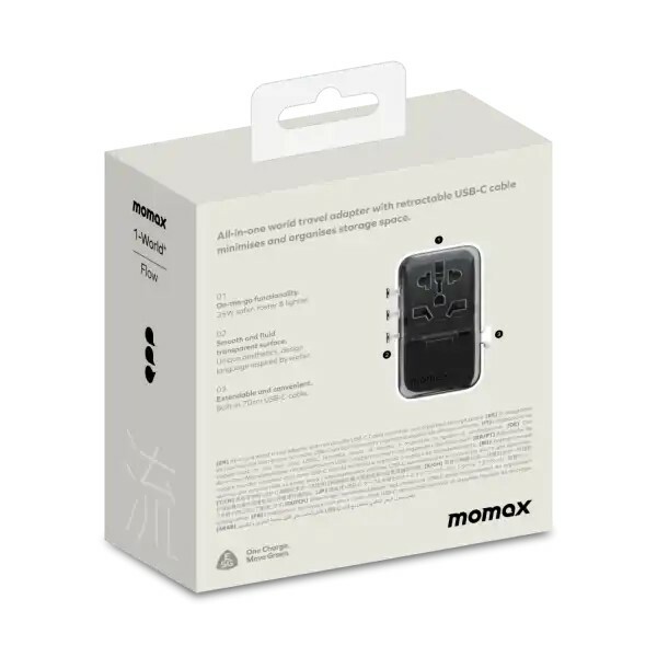 MOMAX - 1-World+ Flow 35W 伸缩充電線旅行插座 (70厘米) 白色 UA21UKW