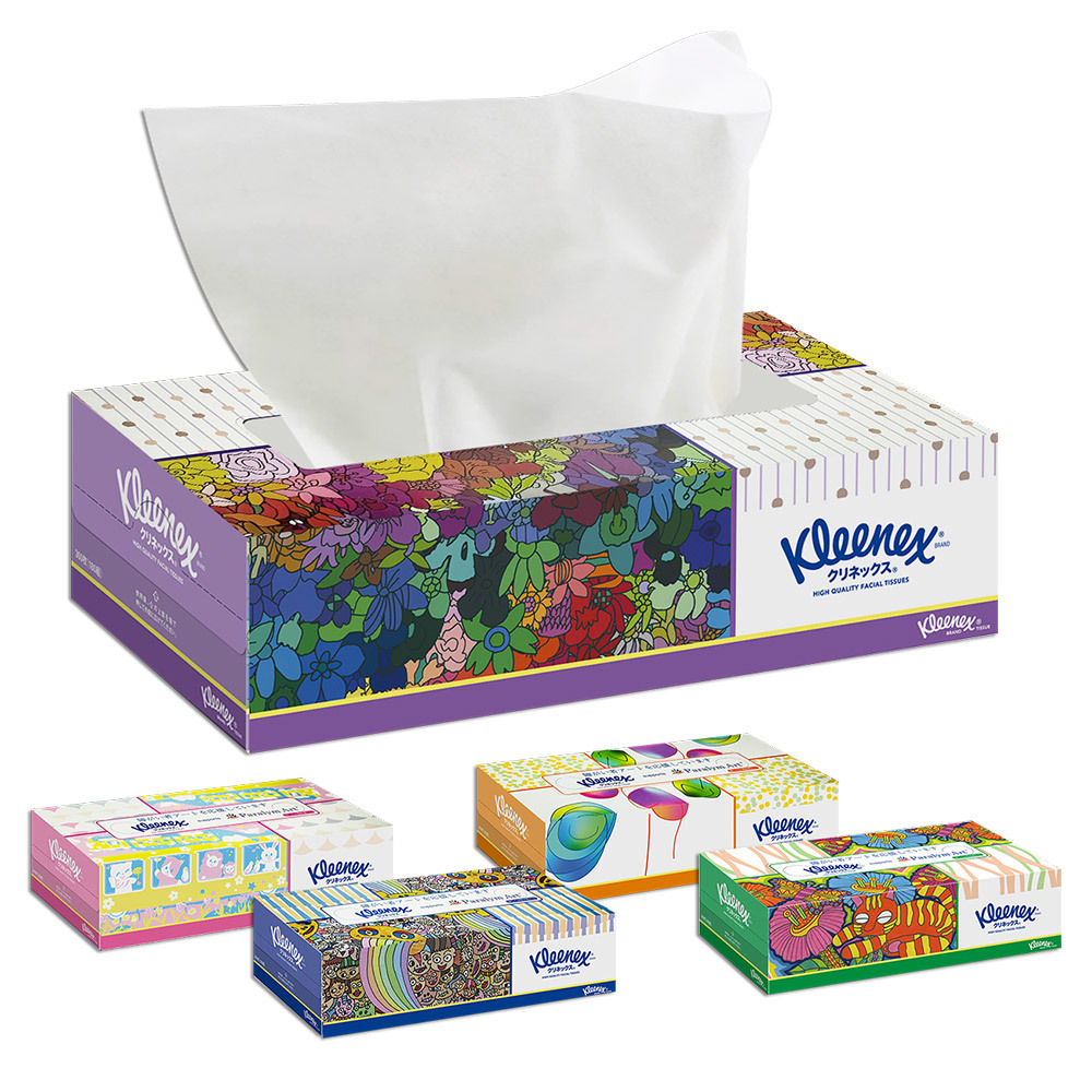 日本Kleenex彩繪盒裝面紙(雙層)-180抽(款式隨機出貨)