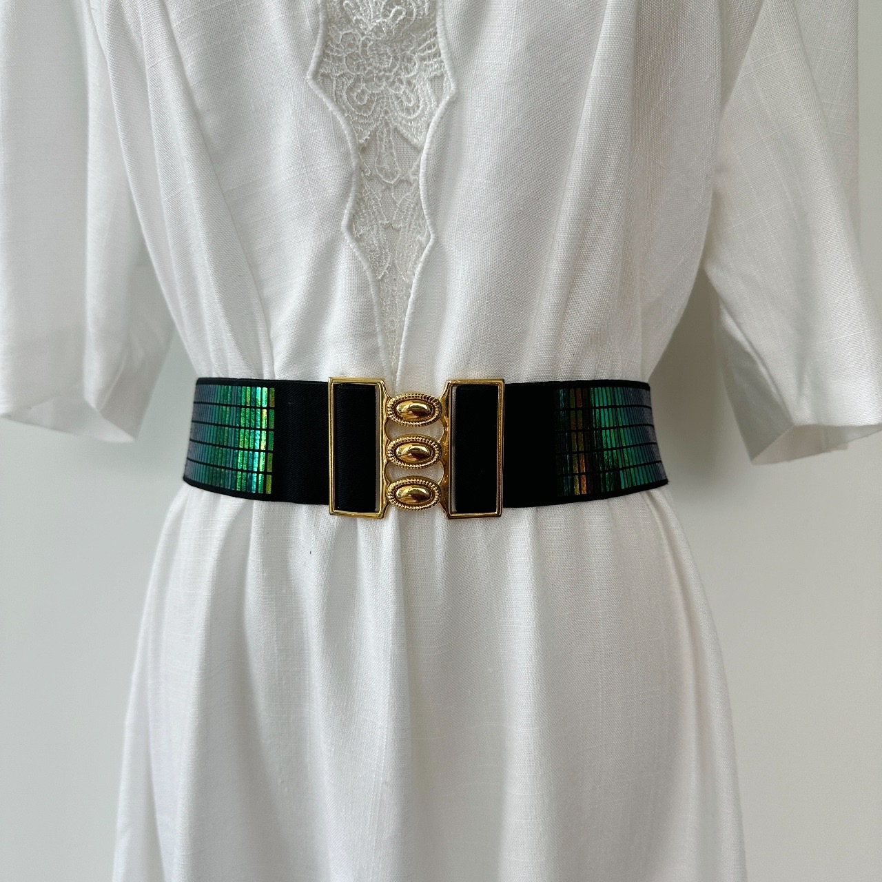 復古霓虹燈感橡根腰帶