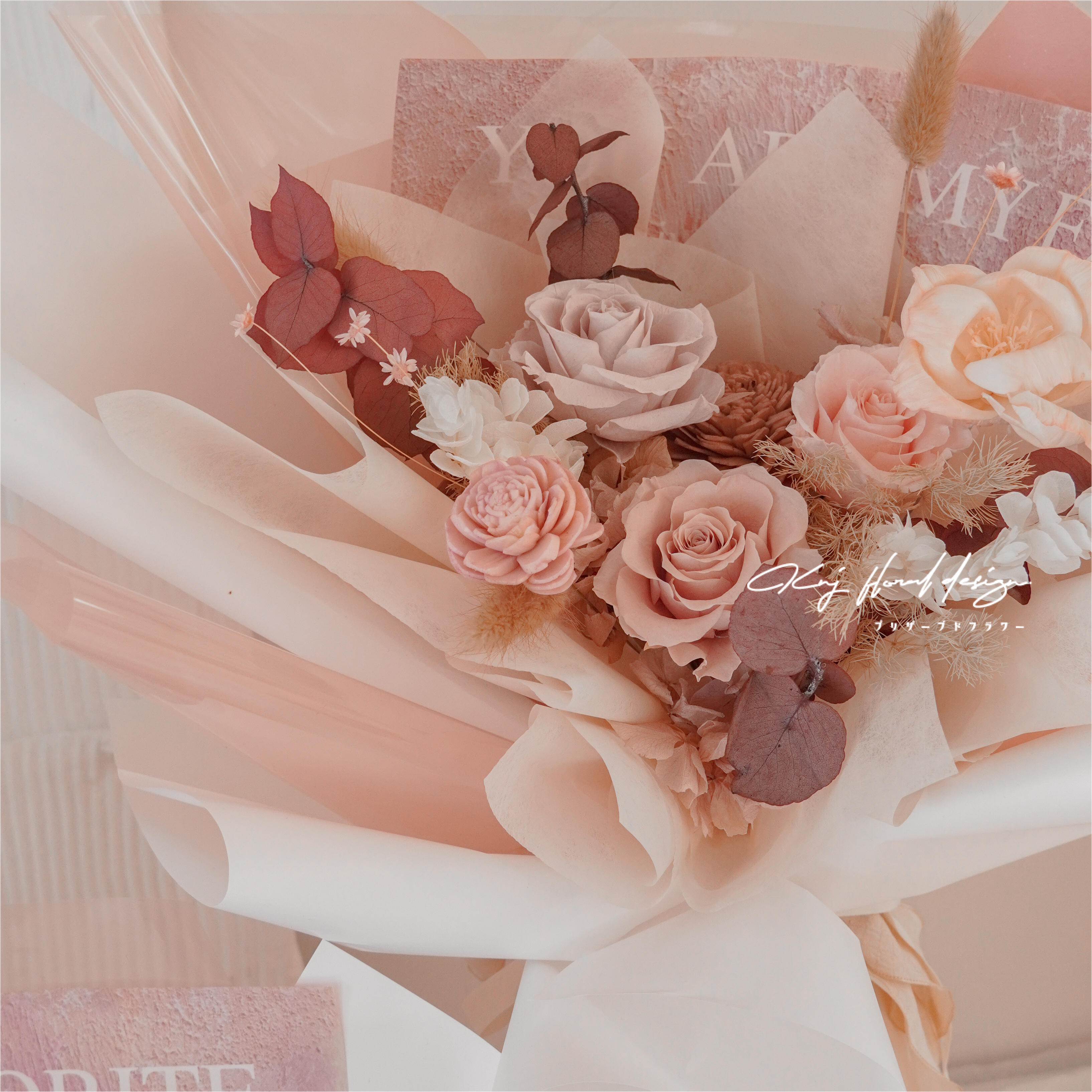 巴黎舊夢．三朵永生玫瑰花束