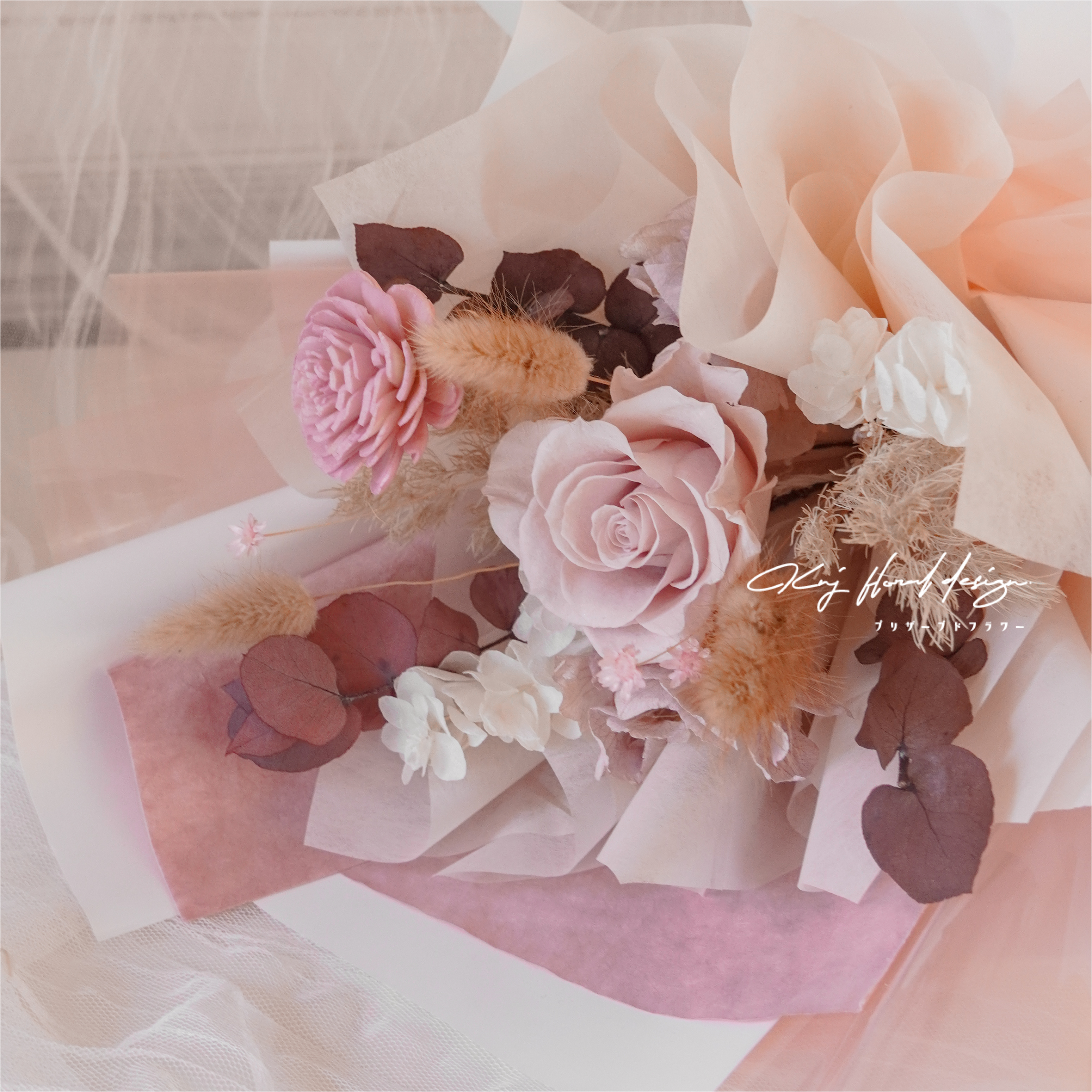 巴黎舊夢．單朵永生玫瑰花束