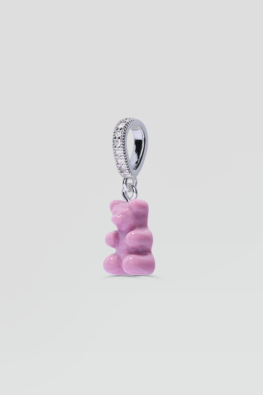 Crystal Haze｜NOSTALGIA BEAR 銀色鑲鑽復古粉紫色小熊墜飾