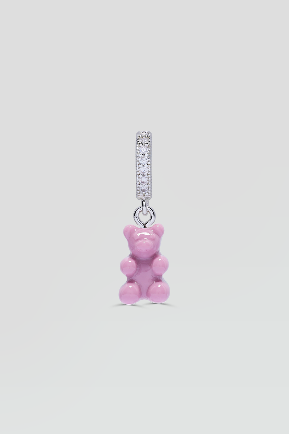 Crystal Haze｜NOSTALGIA BEAR 銀色鑲鑽復古粉紫色小熊墜飾