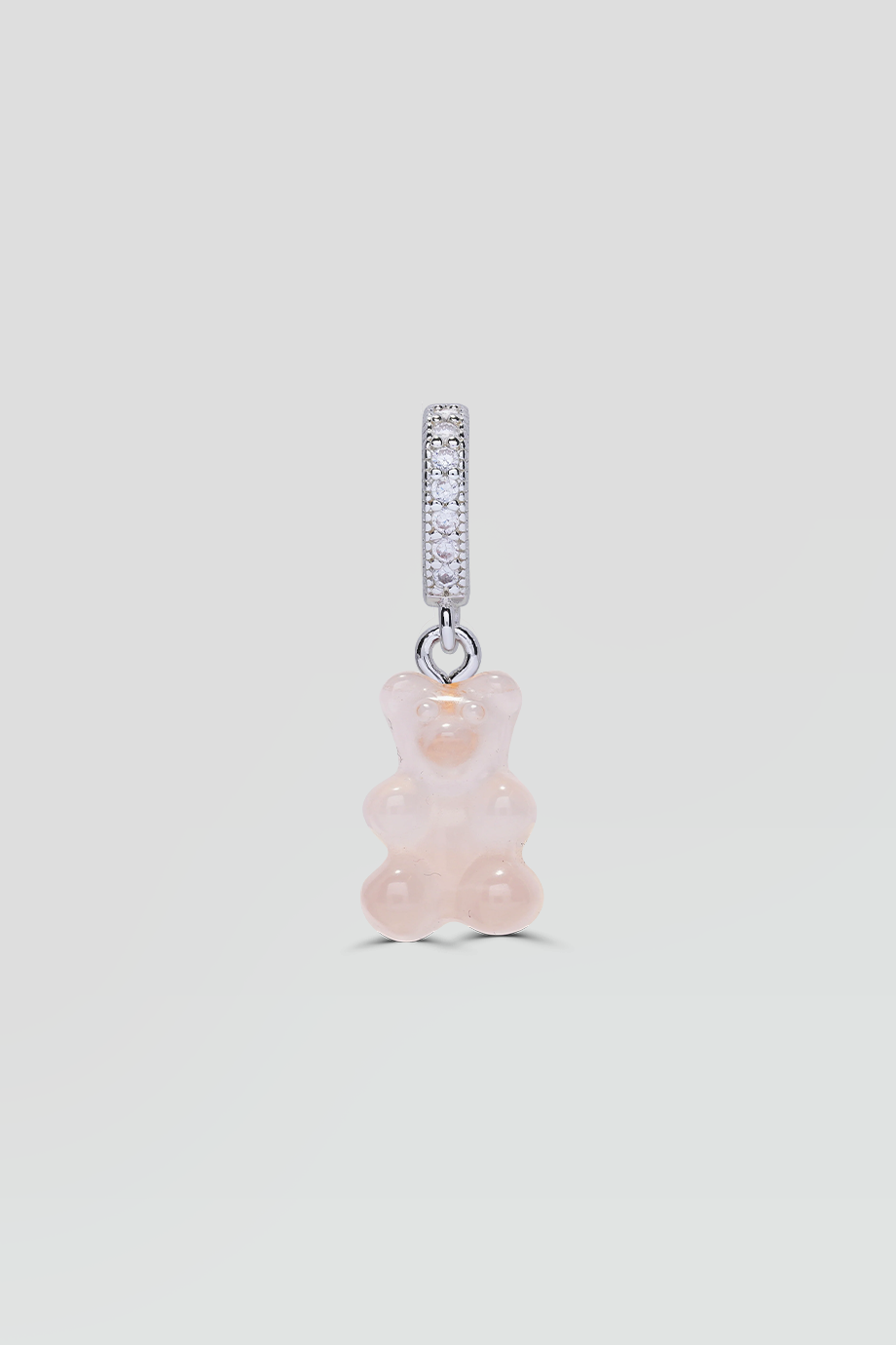 Crystal Haze｜NOSTALGIA BEAR 銀色鑲鑽復古玫瑰石英小熊墜飾