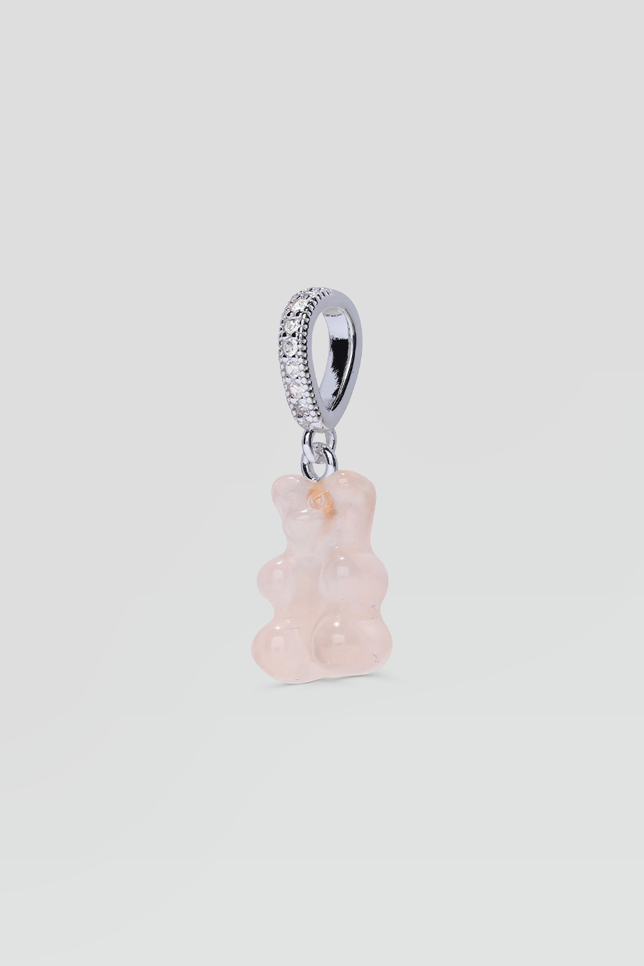 Crystal Haze｜NOSTALGIA BEAR 銀色鑲鑽復古玫瑰石英小熊墜飾