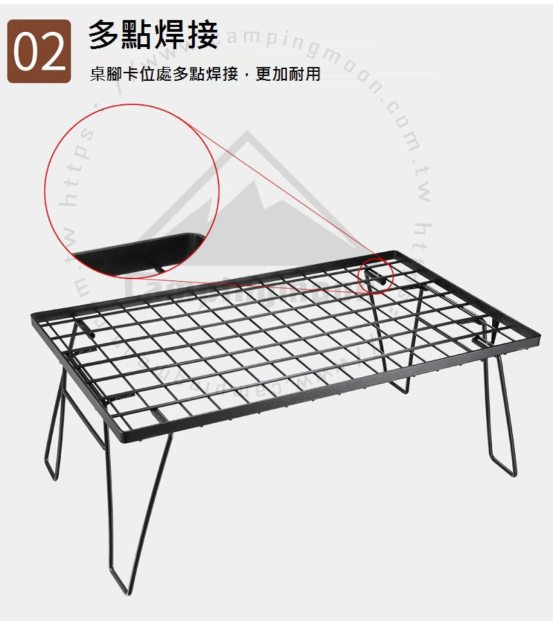 【Campingmoon柯曼】可堆疊鐵製折疊單網桌(無袋) T-230 CA11