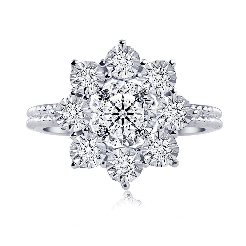 30分18K金華漾雪花鑽石戒指