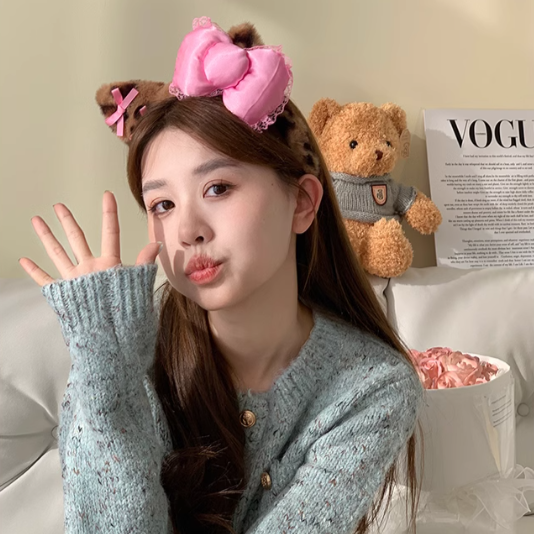Fluffy Ribbon Hello Kitty Cat Ear Headband