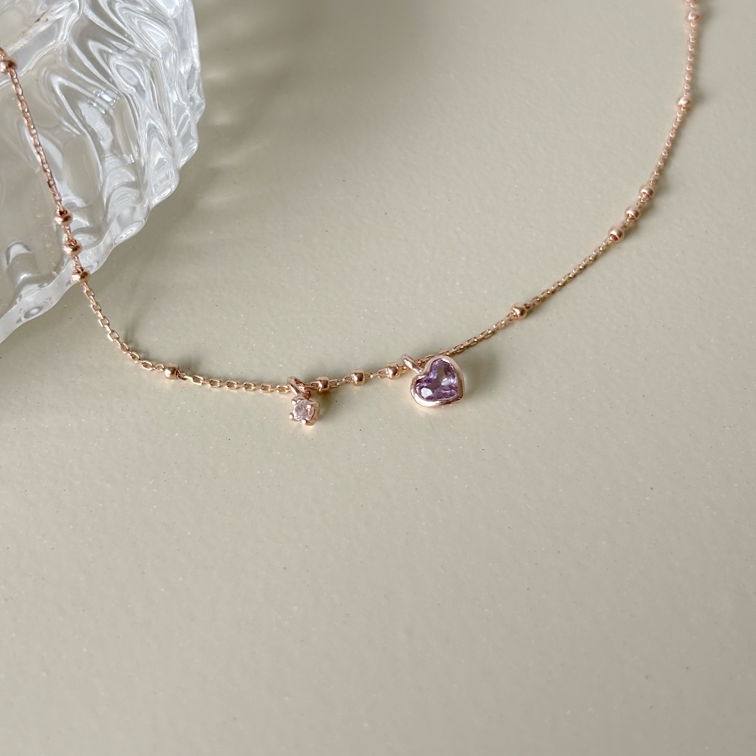 鑽面愛心紫水晶小白托帕石triplets手鍊