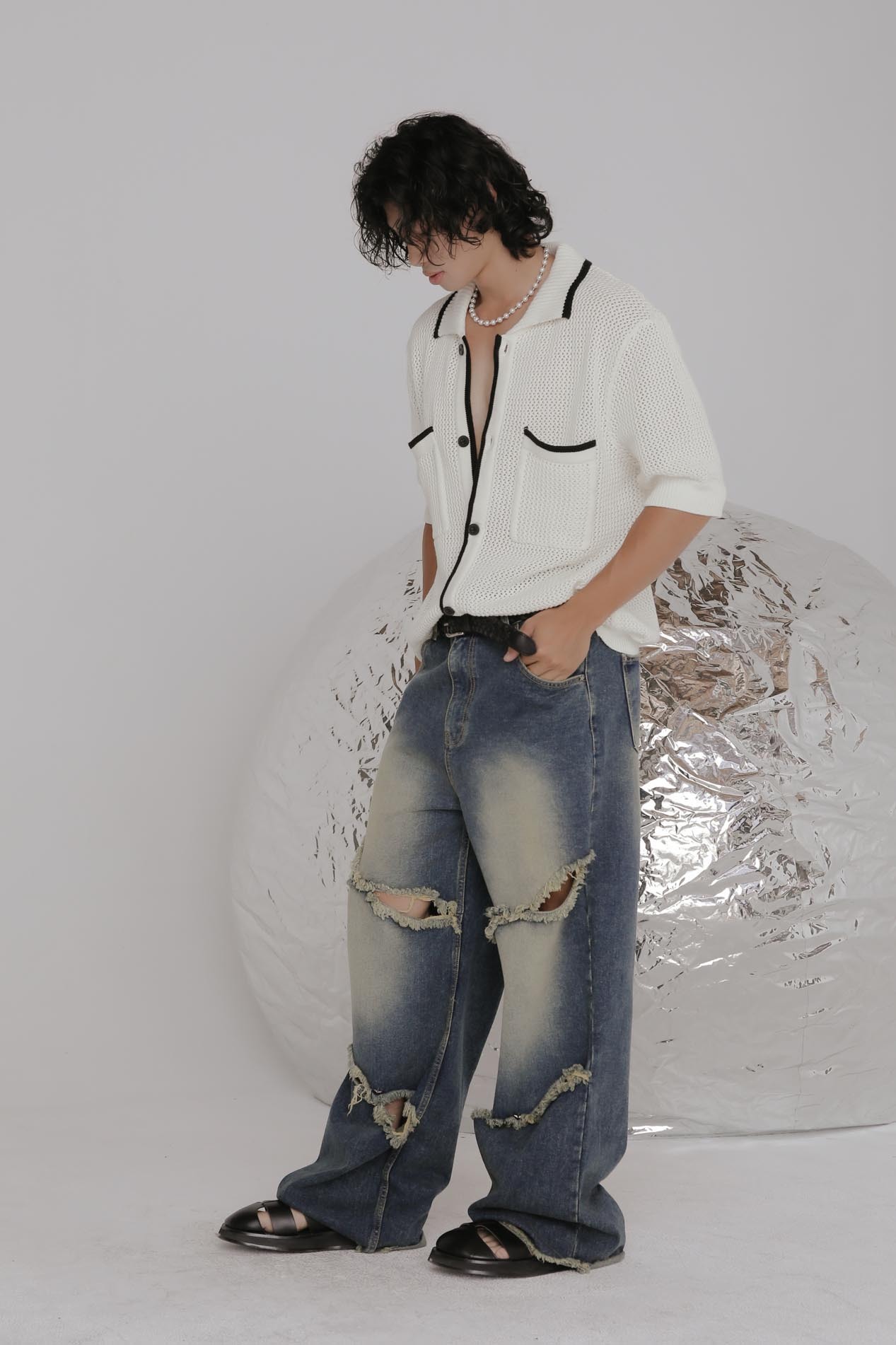 【Unisex】Star Rivet Denim Pants #單寧褲