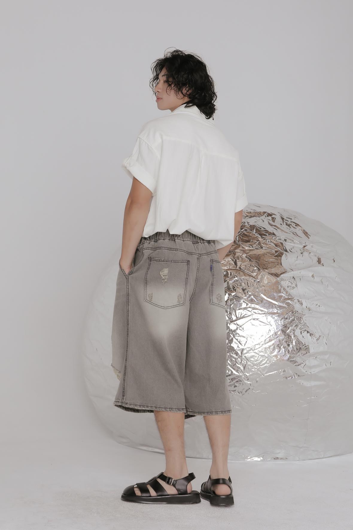 Gray Tin Bermuda  Denim #七分褲