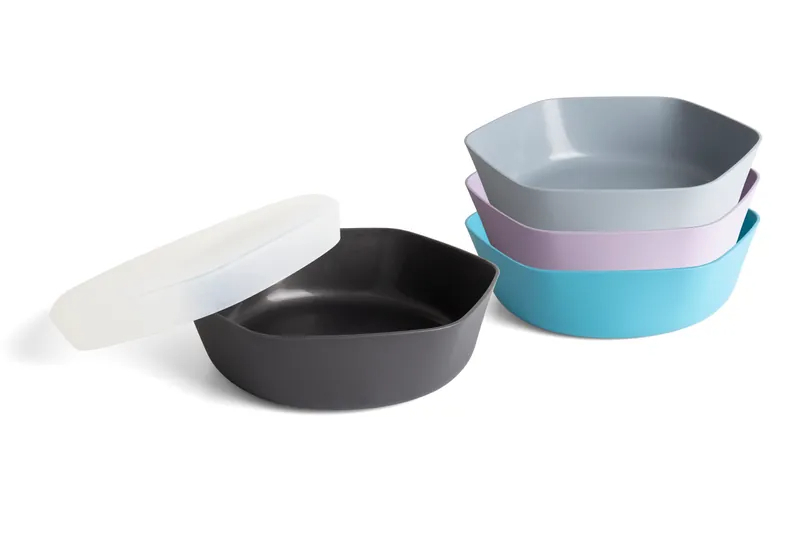 1119KM01 -KIDSME- 石墨烯六角碗 + 硅膠蓋 (黑色) (藍色) (紫色) (灰色) (A1)