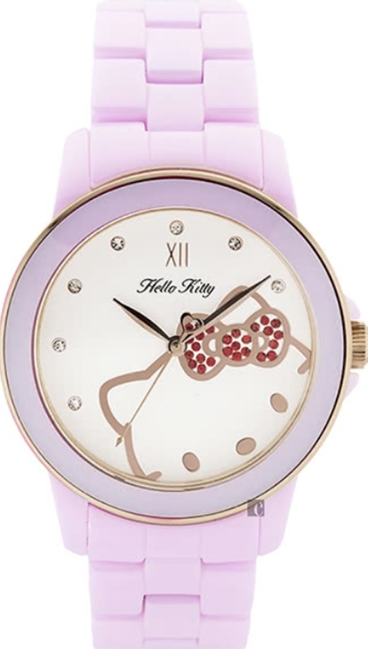 萬年鐘錶 - Hello kitty 粉色陶瓷錶 LK673LPWI