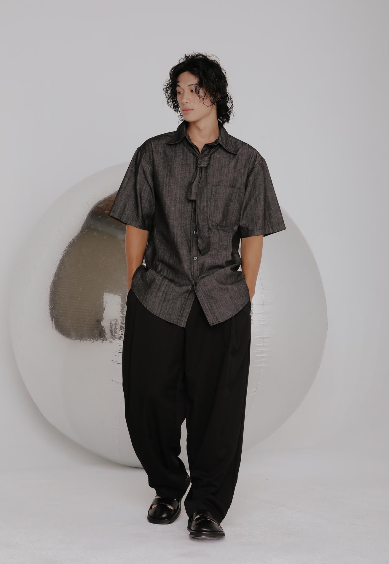 Ralph Denim Short Sleeve Tie Shirt #短襯衫