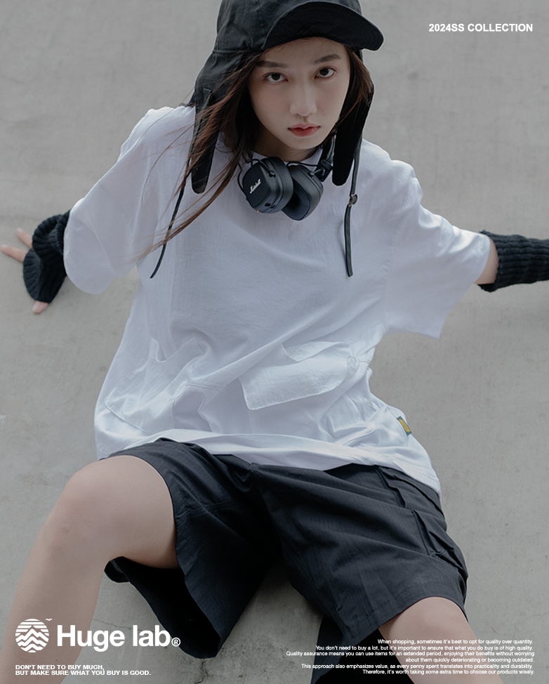 Huge 開放雙層口袋 機能工裝口袋短褲