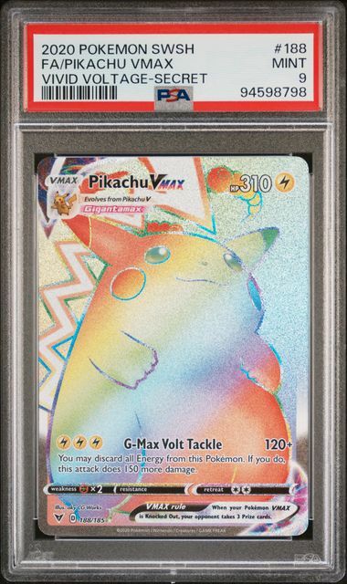 2020 Pokemon SWSH FA/Pikachu VMAX Vivid Voltage-SECRET[PSA9]