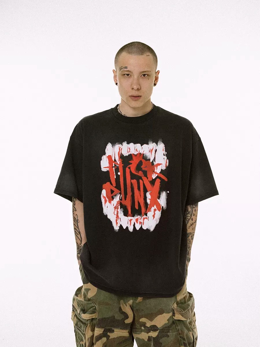 ROCKSTA 獠牙 噴漆Logo 發泡印花 短袖T