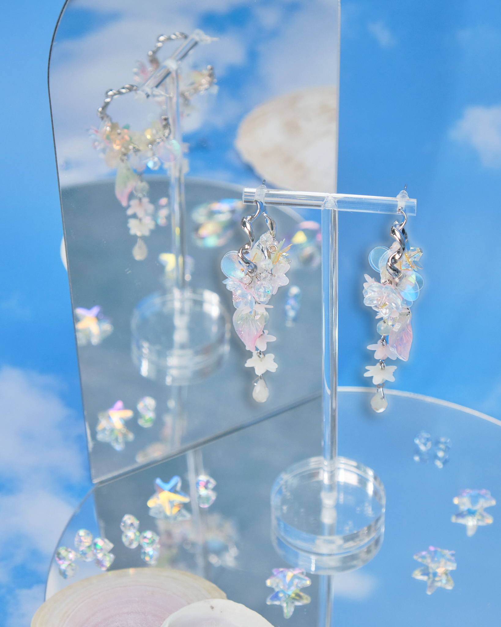 11049 海岸泡泡S925中長耳環～變奏版