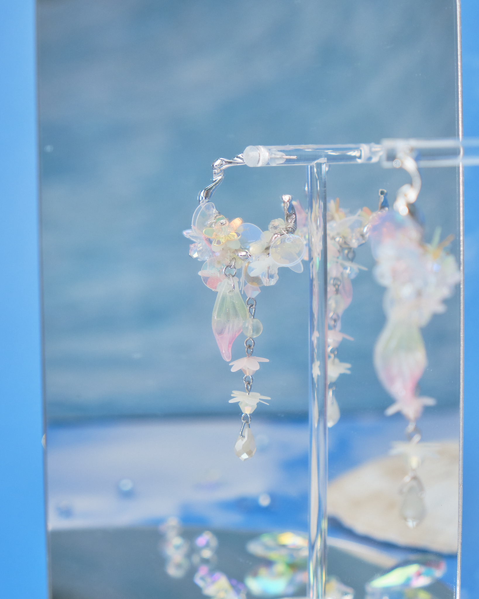 11049 海岸泡泡S925中長耳環～變奏版