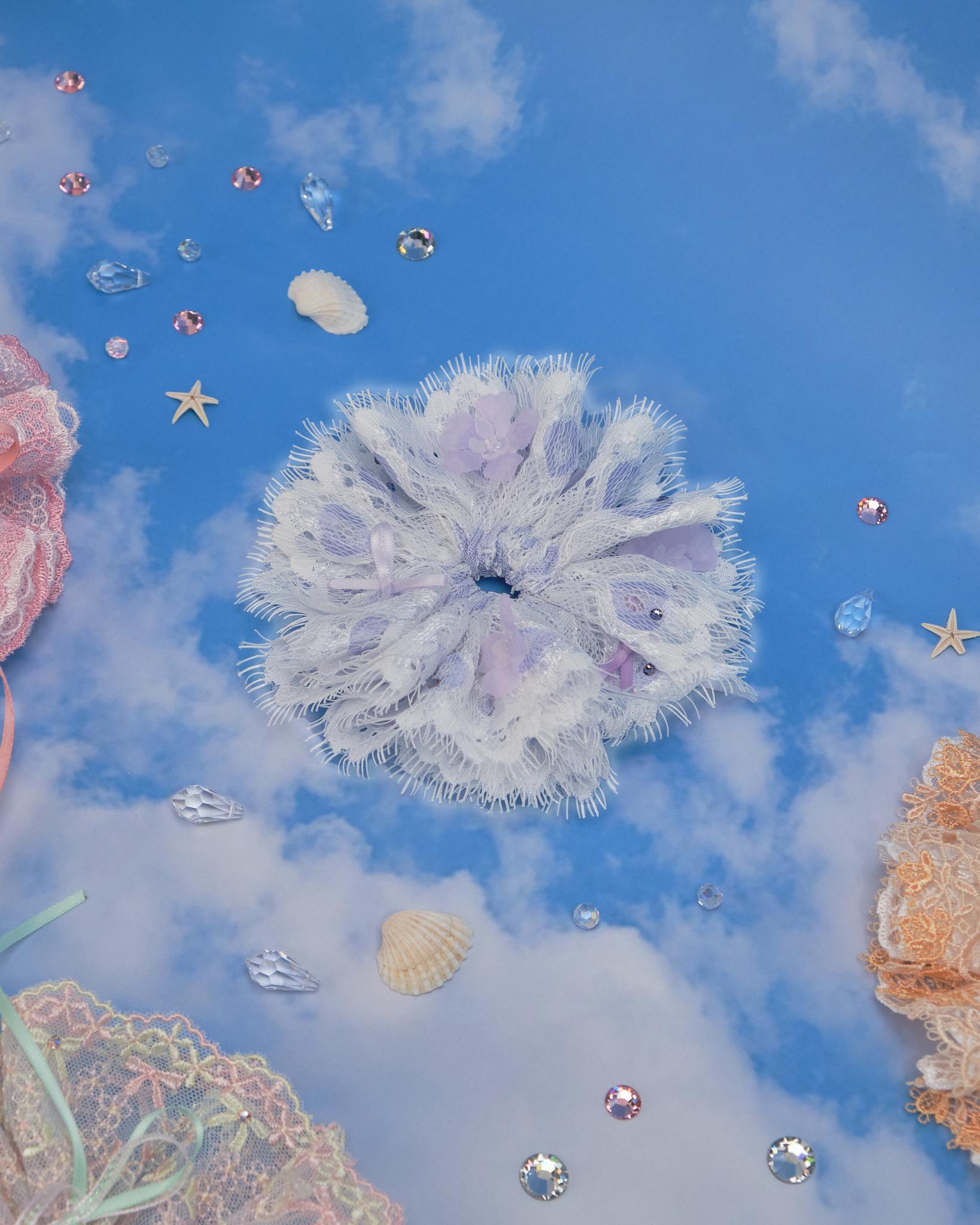 11057 Handmade Lace Bubble Scrunchie 