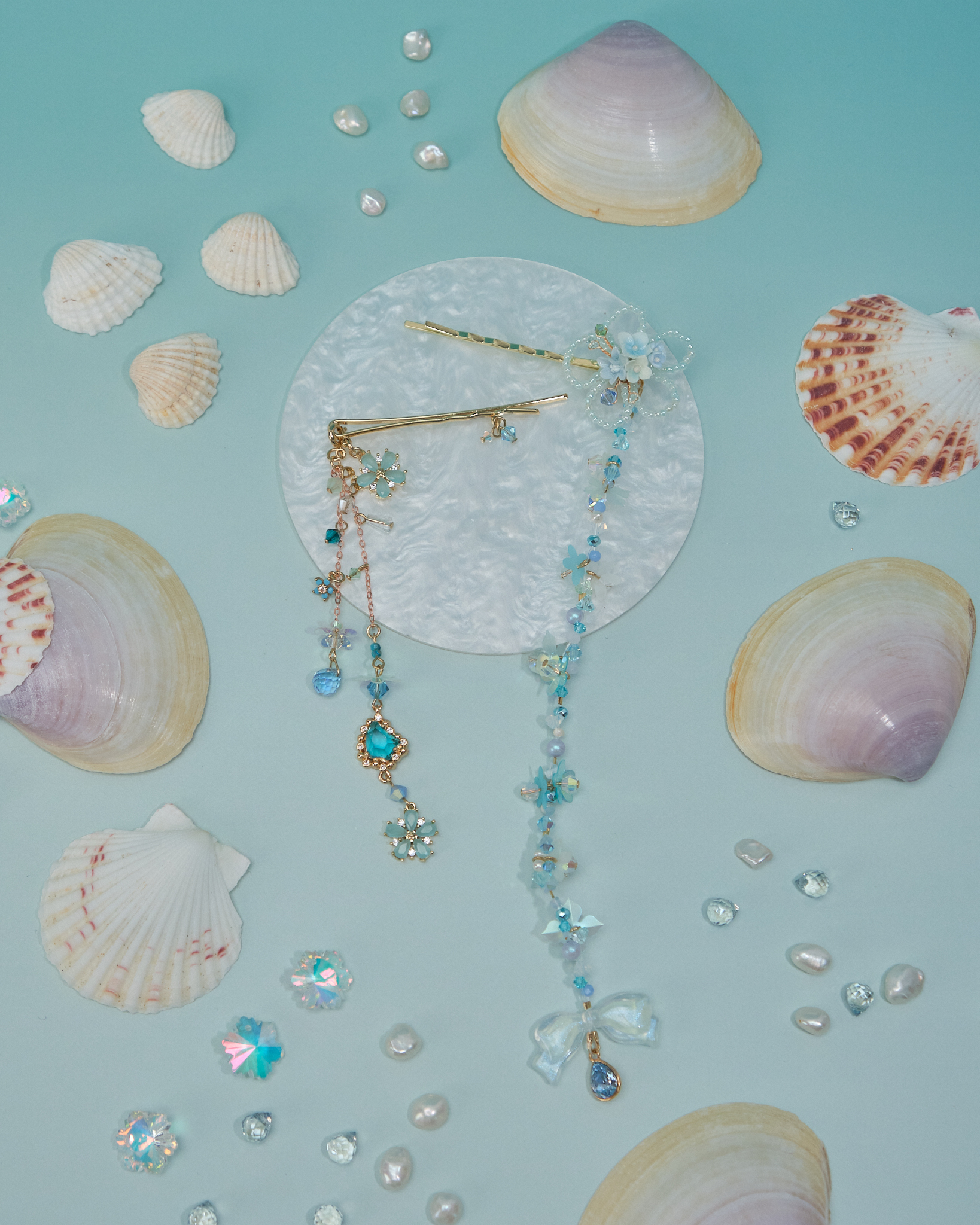 11074 Flower Beaded Jellyfish Bobby Pin Set