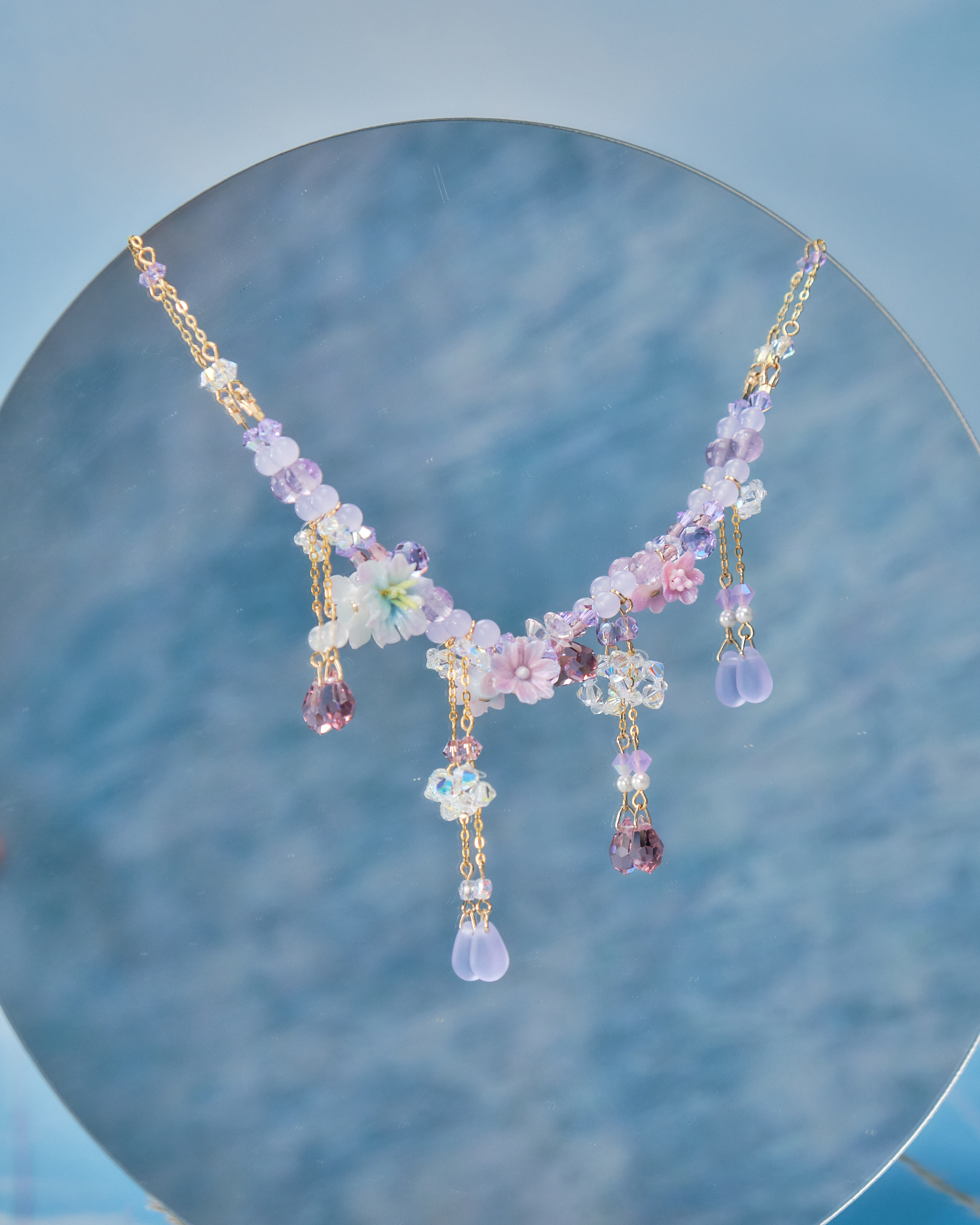 11085 Waves Beaded Bubble S925 Necklace 