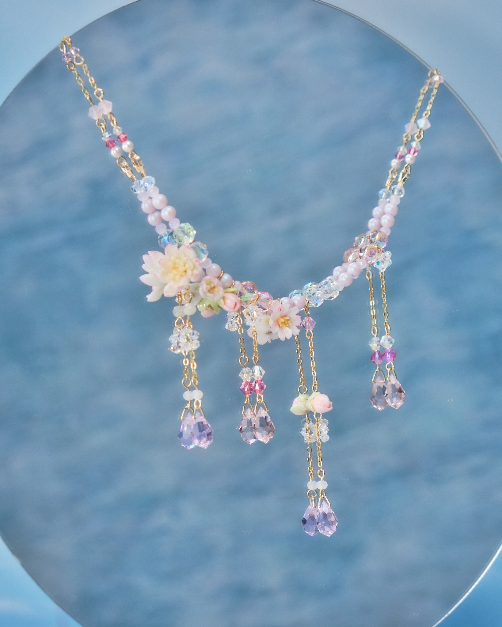 11087 Waves Beaded Bubble S925 Necklace 