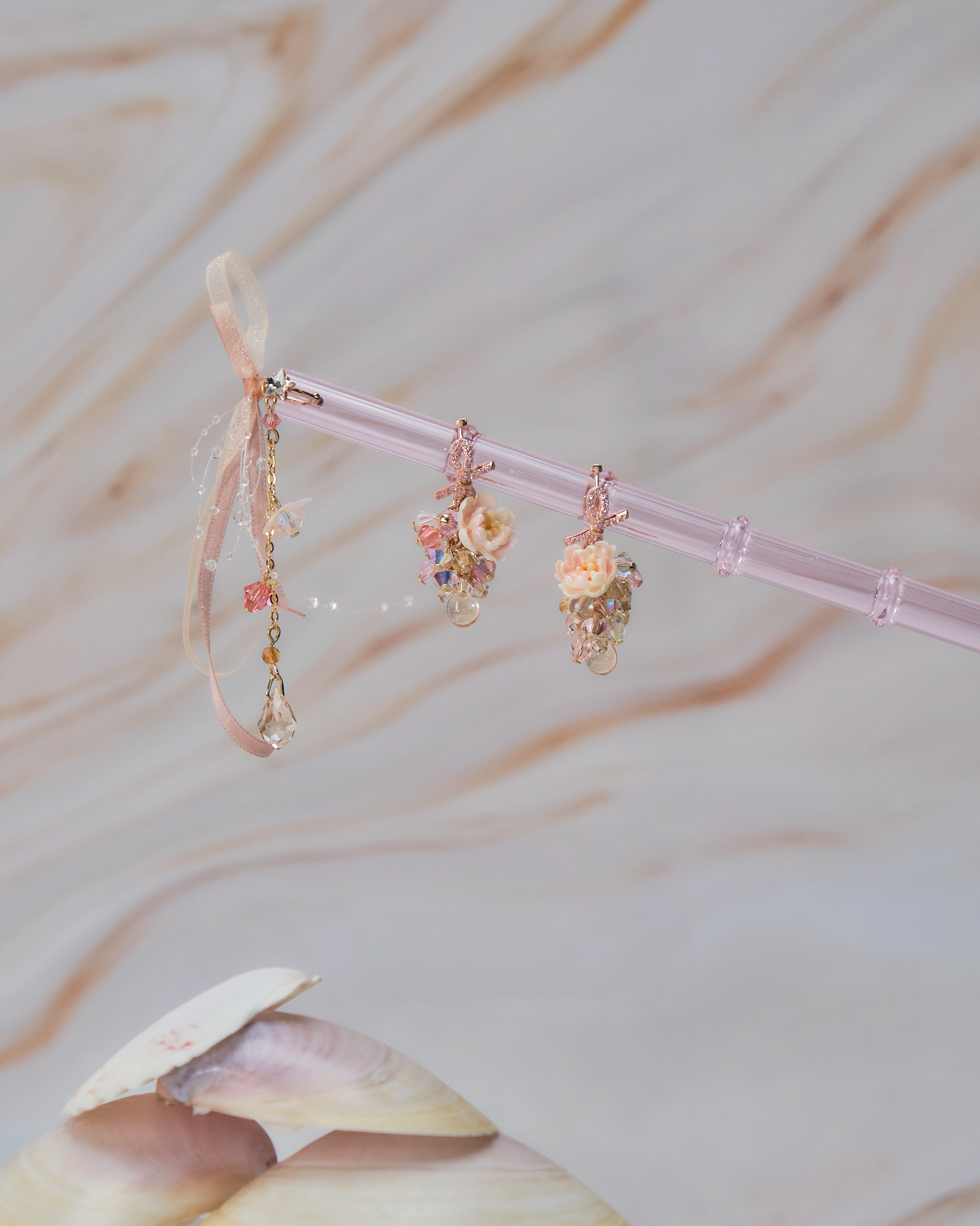 11088 Ribbon Ear Cuff and Drop Earring Set