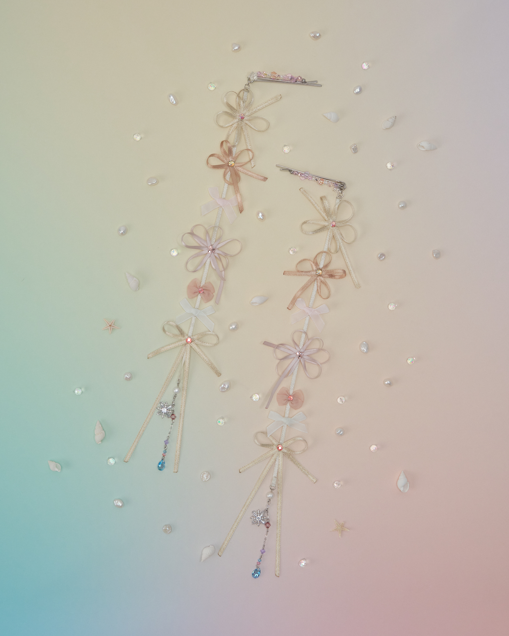 11095 Undersea Garden Ribbon Bobby Pin /Set