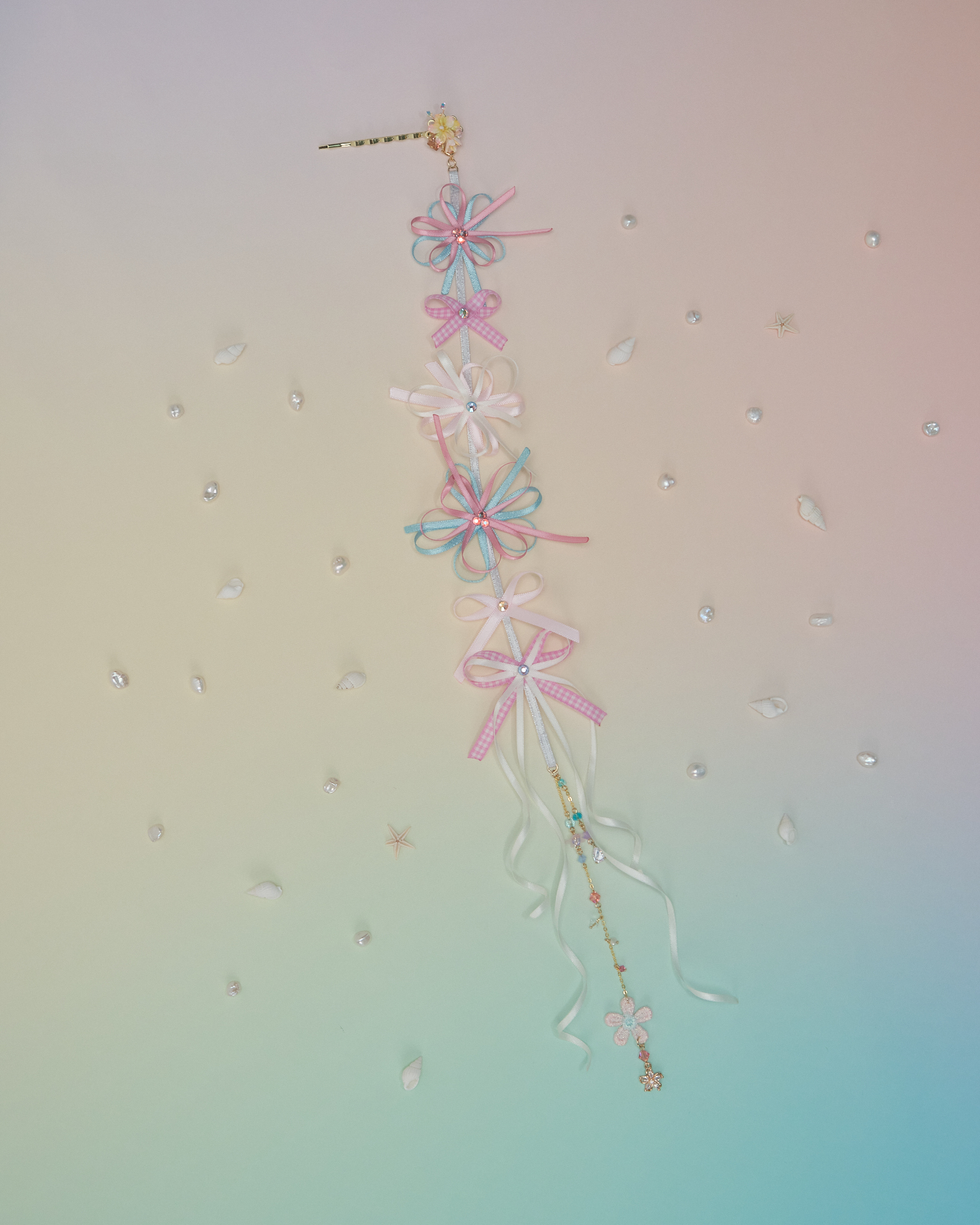 11093 Undersea Garden Ribbon Bobby Pin /Set