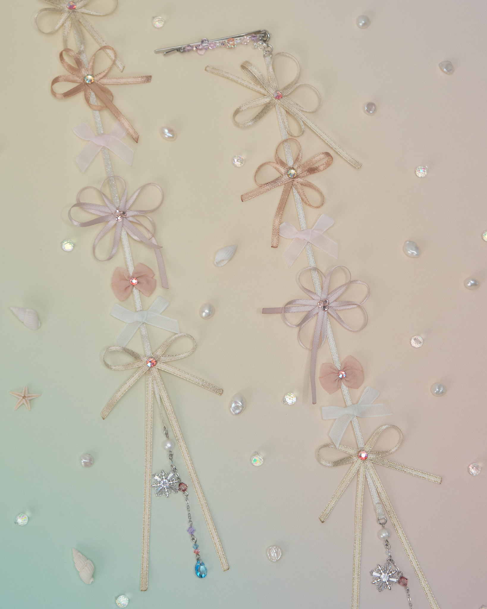 11095 Undersea Garden Ribbon Bobby Pin /Set