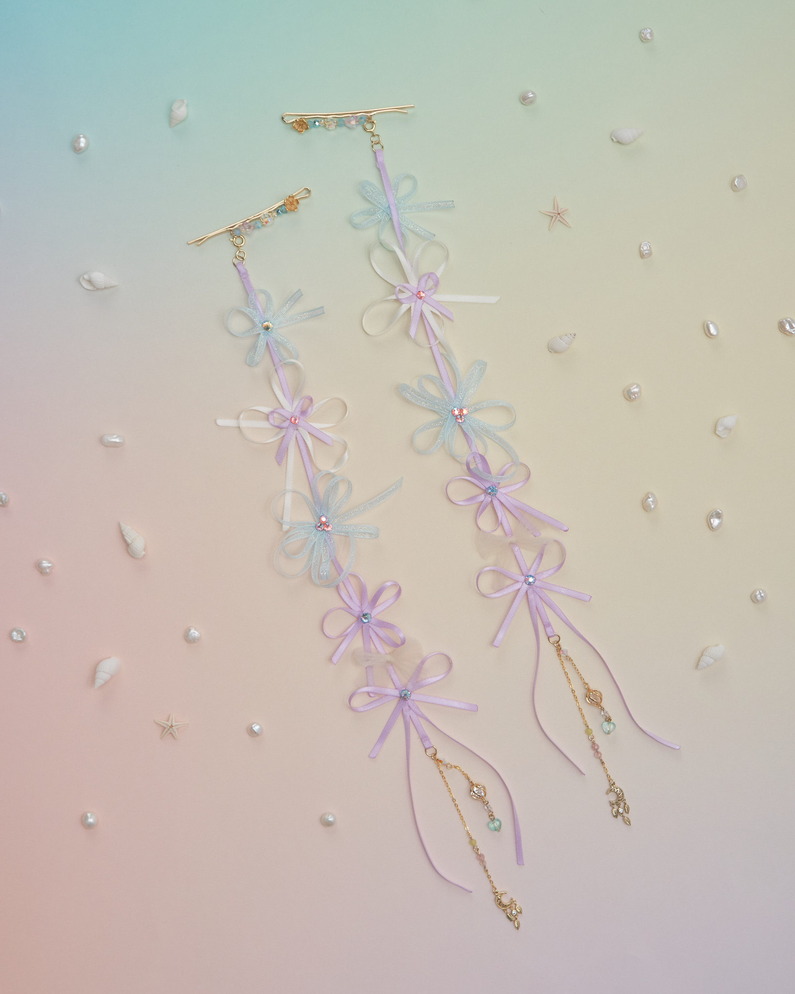 11098 Undersea Garden Ribbon Bobby Pin /Set