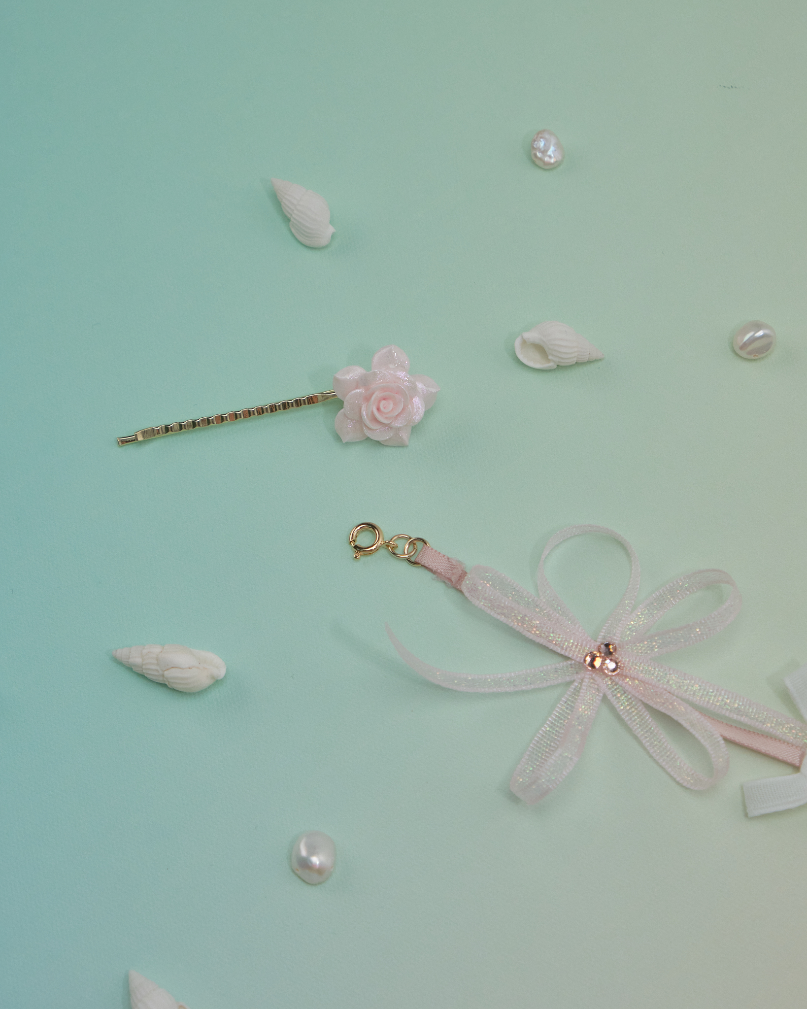 11097 Undersea Garden Ribbon Bobby Pin /Set