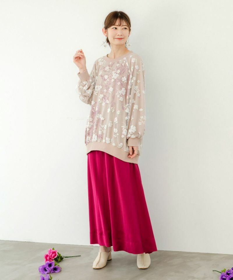 預購 - Scolar花朵/蝴蝶印花 x 花卉圖案植絨印花薄紗分層上衣