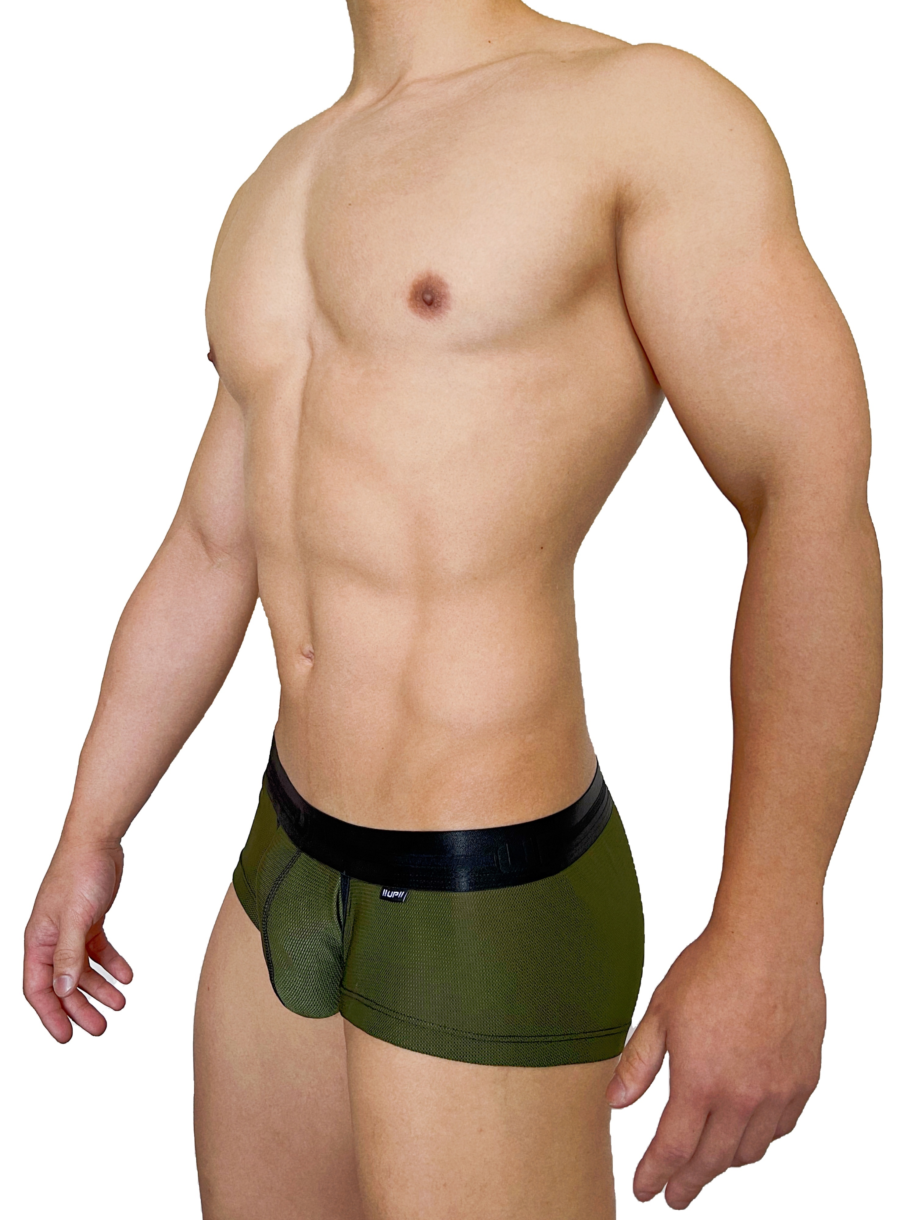 極細運動纖維 低腰四角內褲 軍綠