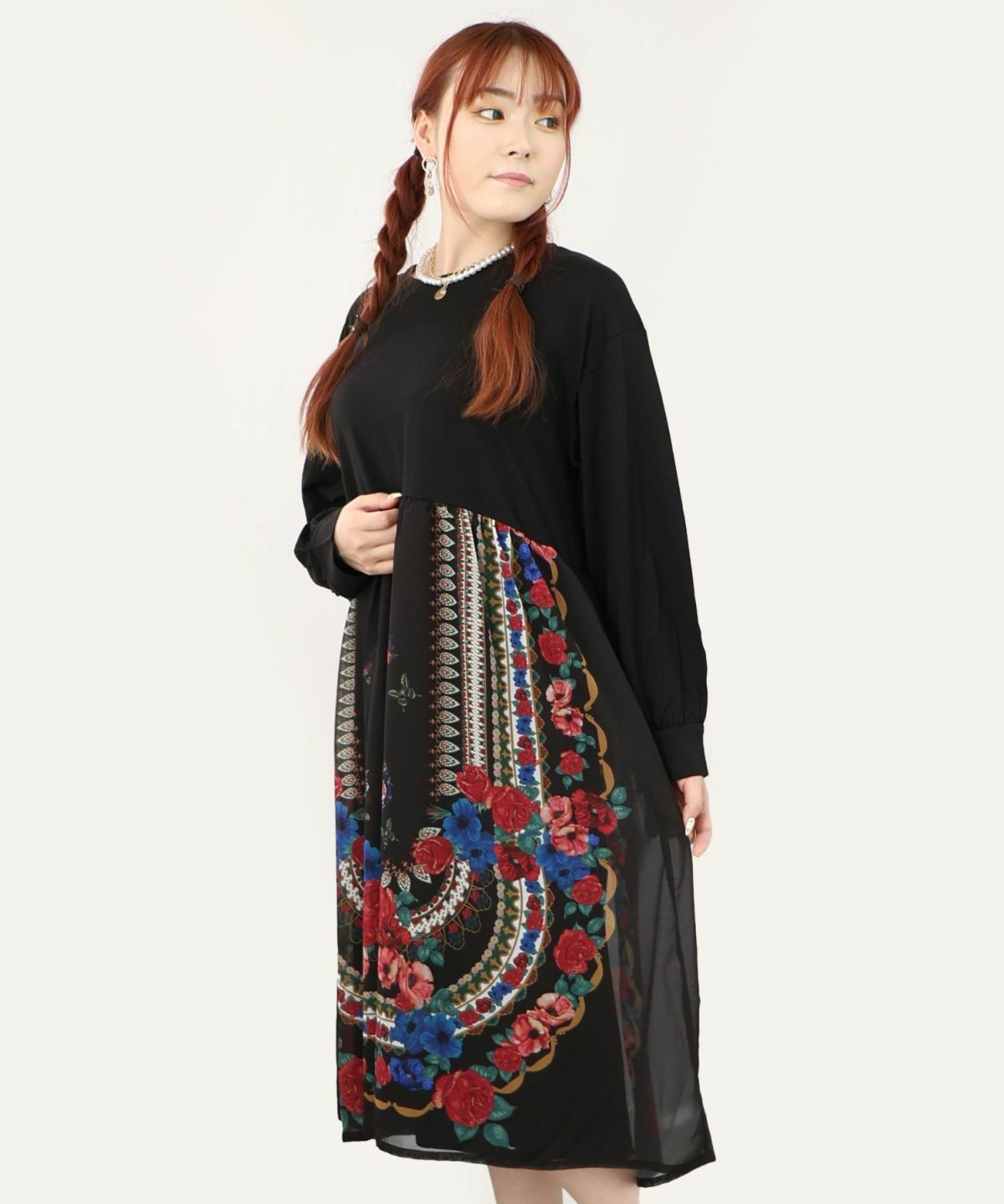 預購 - Scolar花朵蝴蝶圖案雪紡連身裙