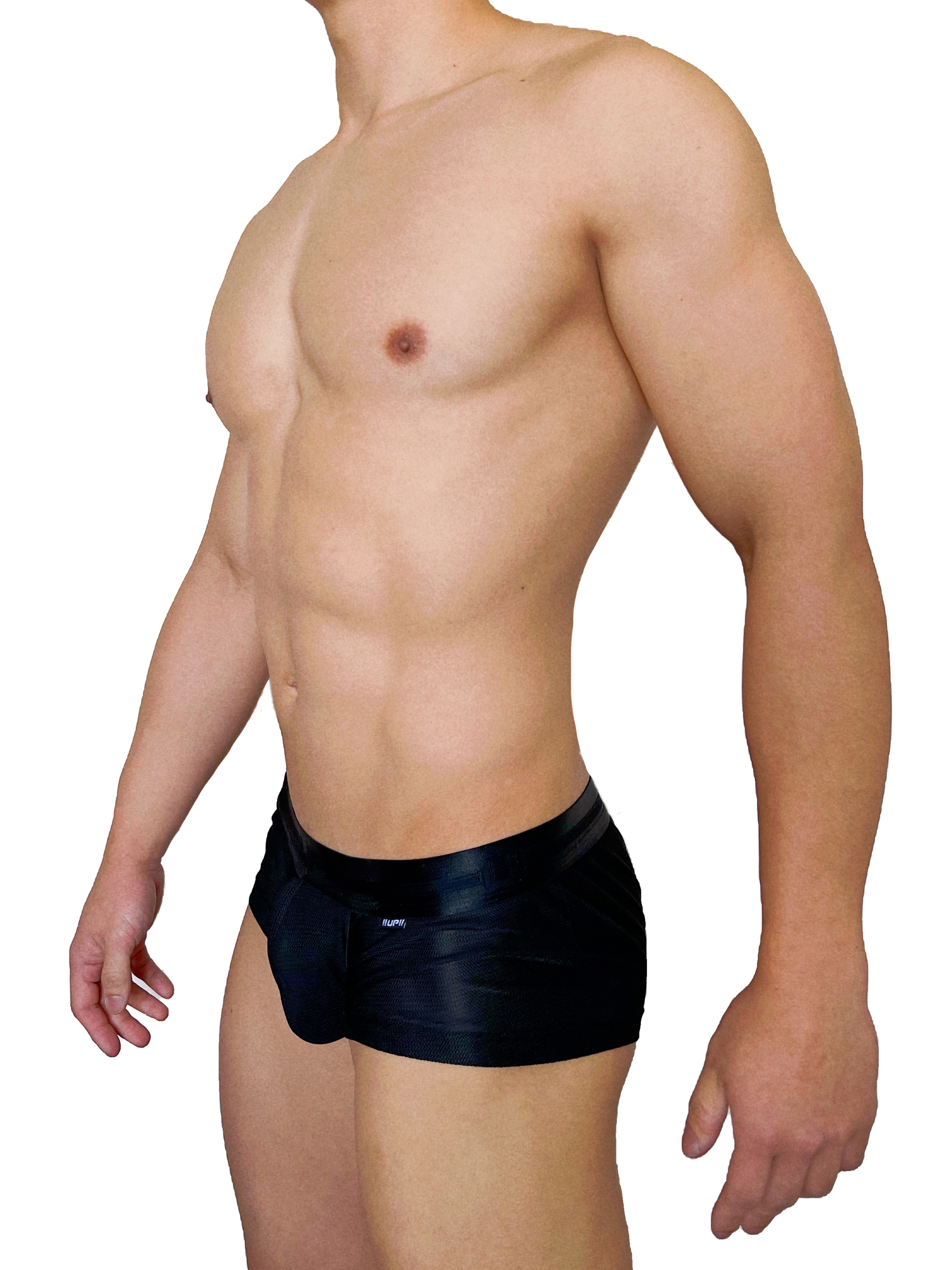 極細運動纖維 低腰四角內褲 閃亮黑