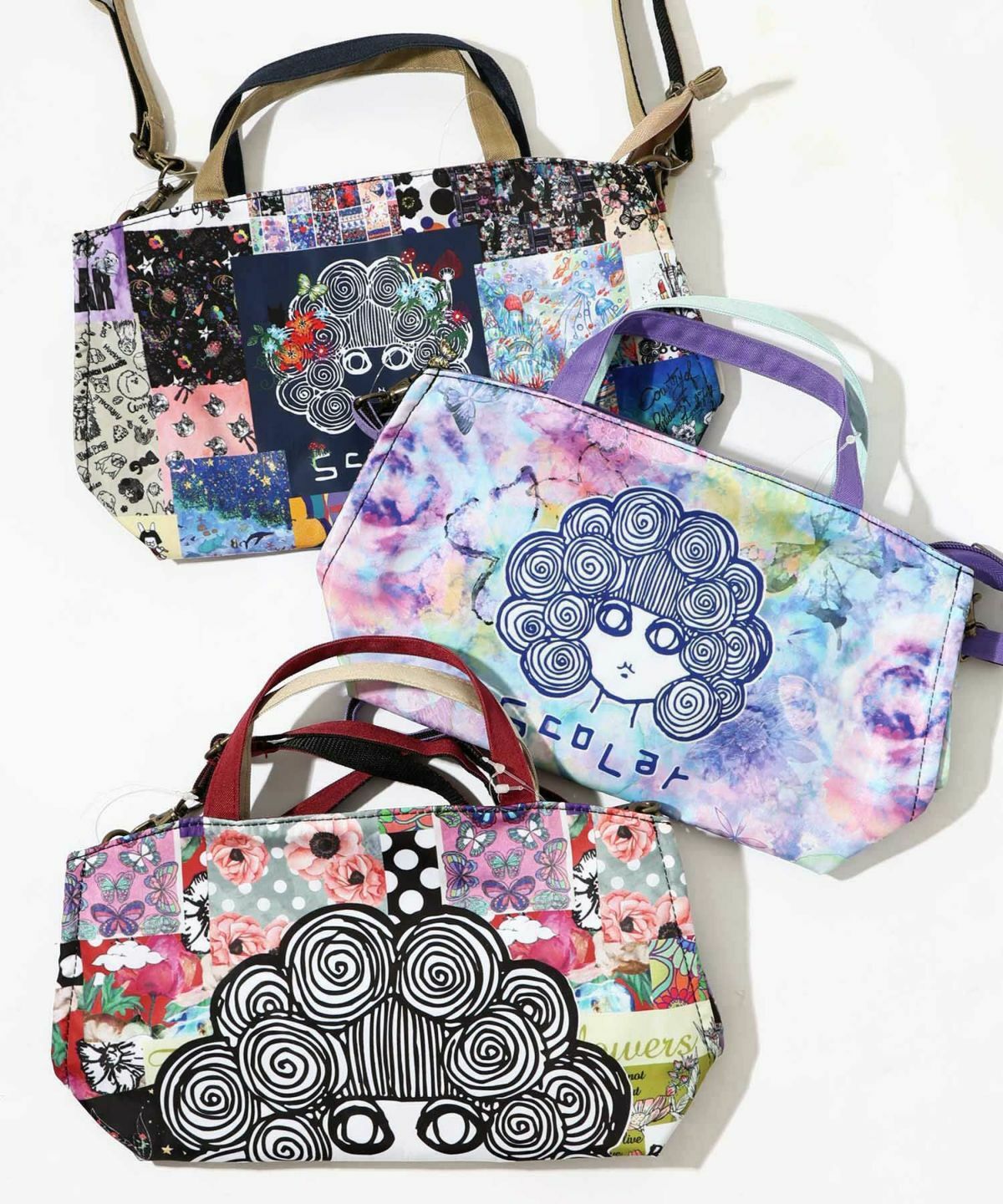 預購 - 花卉圖案Scolar-chan雙面印花2WAY袋
