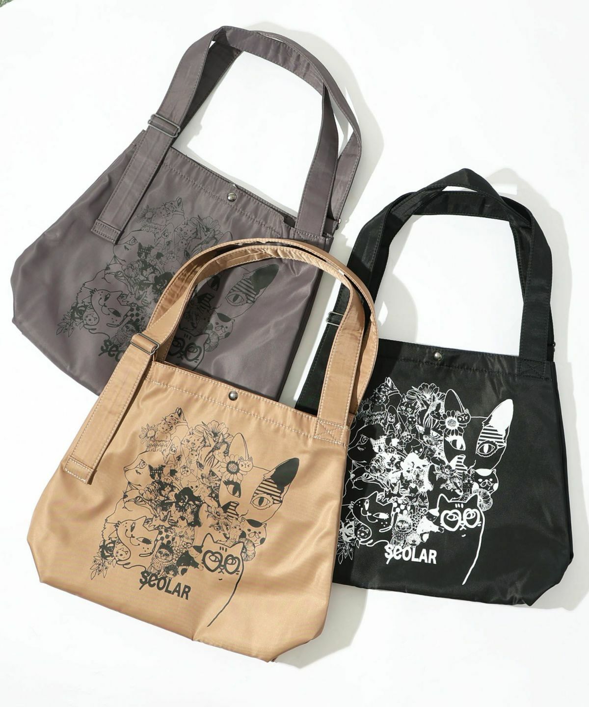 預購 - Scolar裝滿貓咪的童話印花手提包