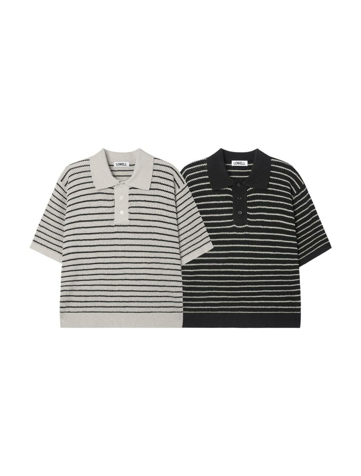 橫間針織短袖Polo Tee Lowell-020T
