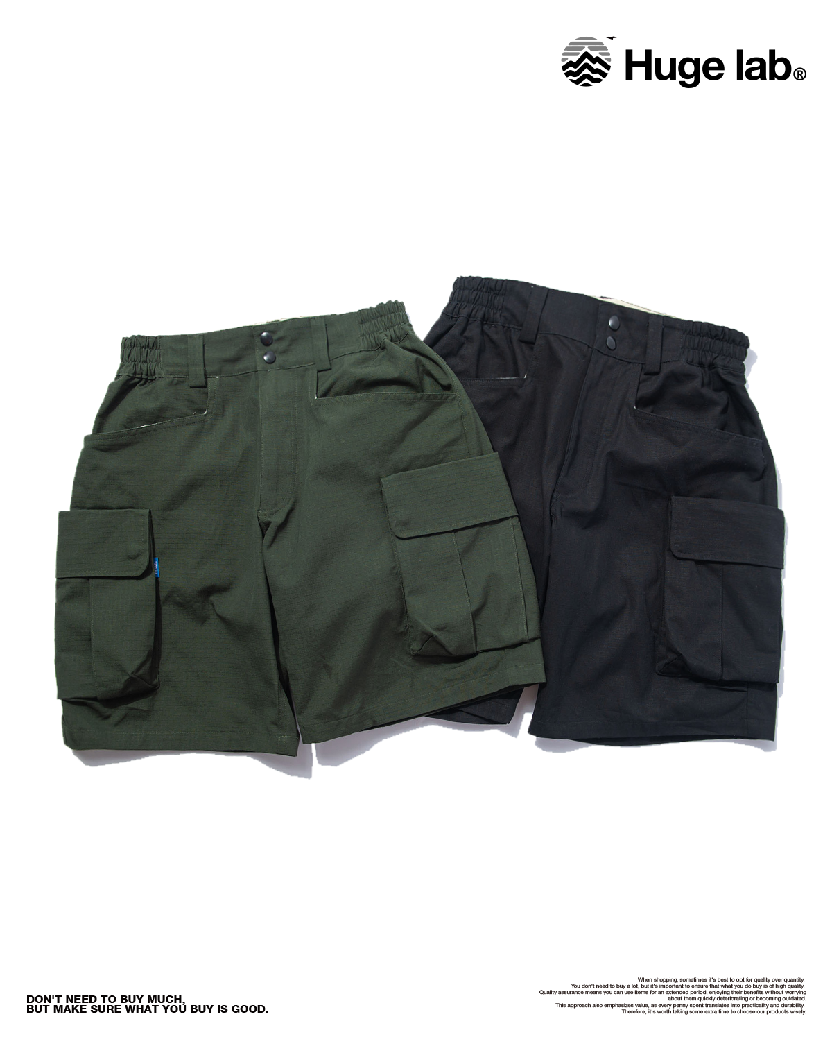 Huge 開放雙層口袋 機能工裝口袋短褲
