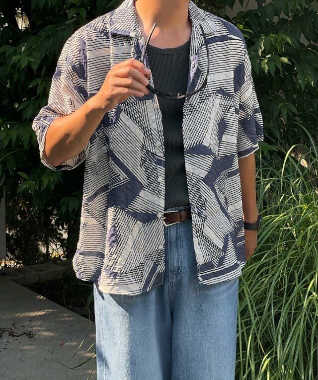 幾何圖案短袖恤衫 MAIDEN-024S