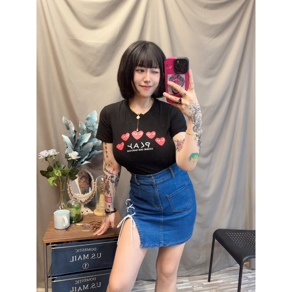 超辣側綁繩牛仔包短裙