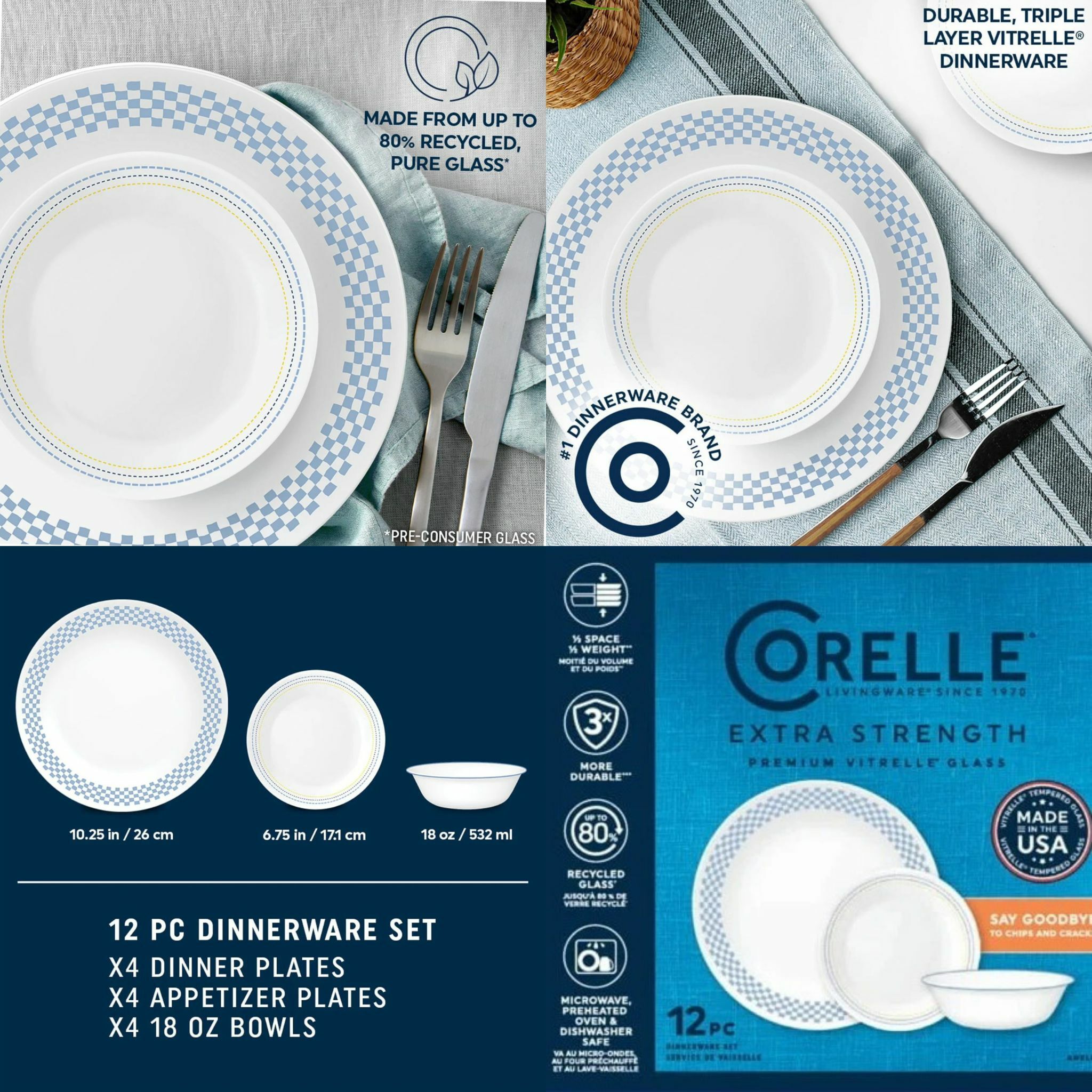 【預購】Corelle F080817 12件康寧碗碟套裝