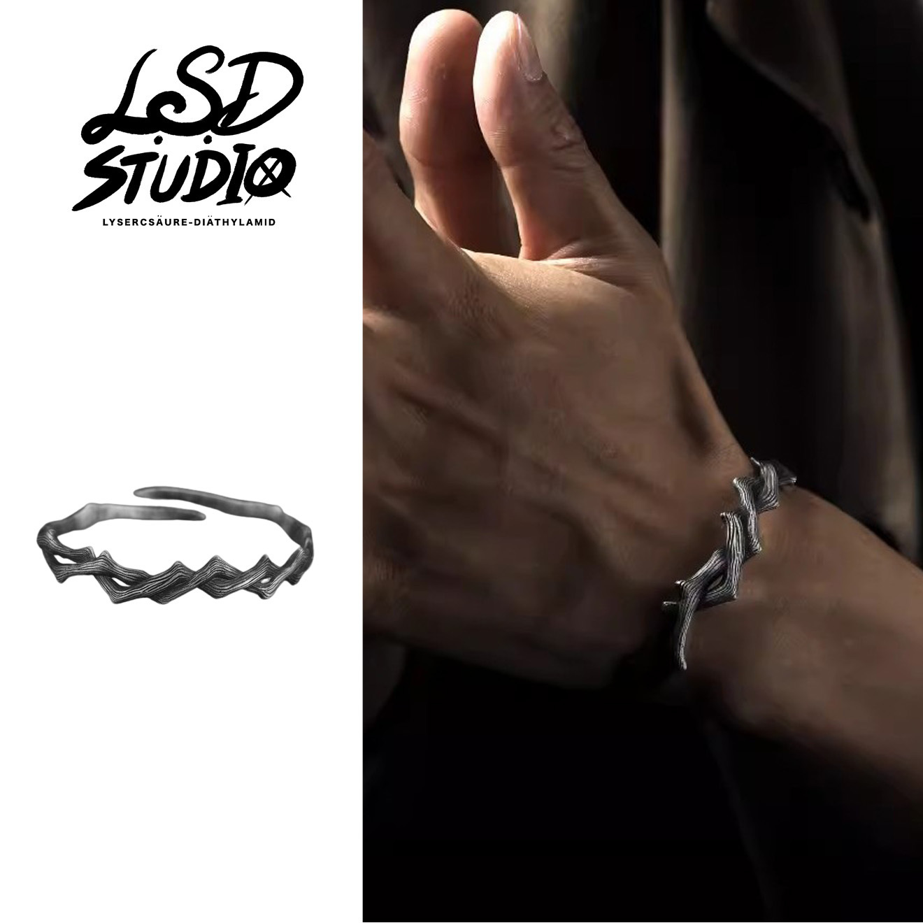 【ACBF5】荊棘交錯編織開口設計手環