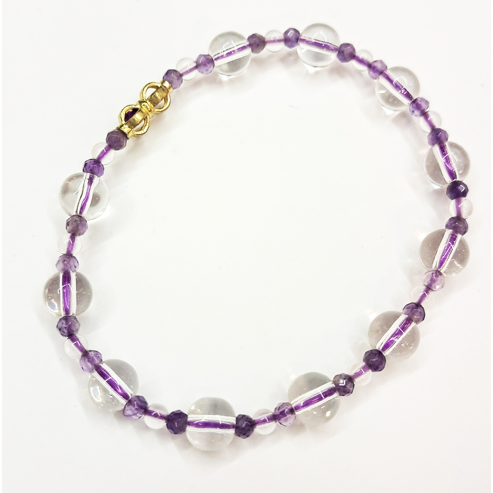 金剛杵&紫晶&水晶手珠6mm【十方】153496