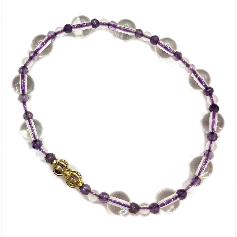 金剛杵&紫晶&水晶手珠6mm【十方】153496