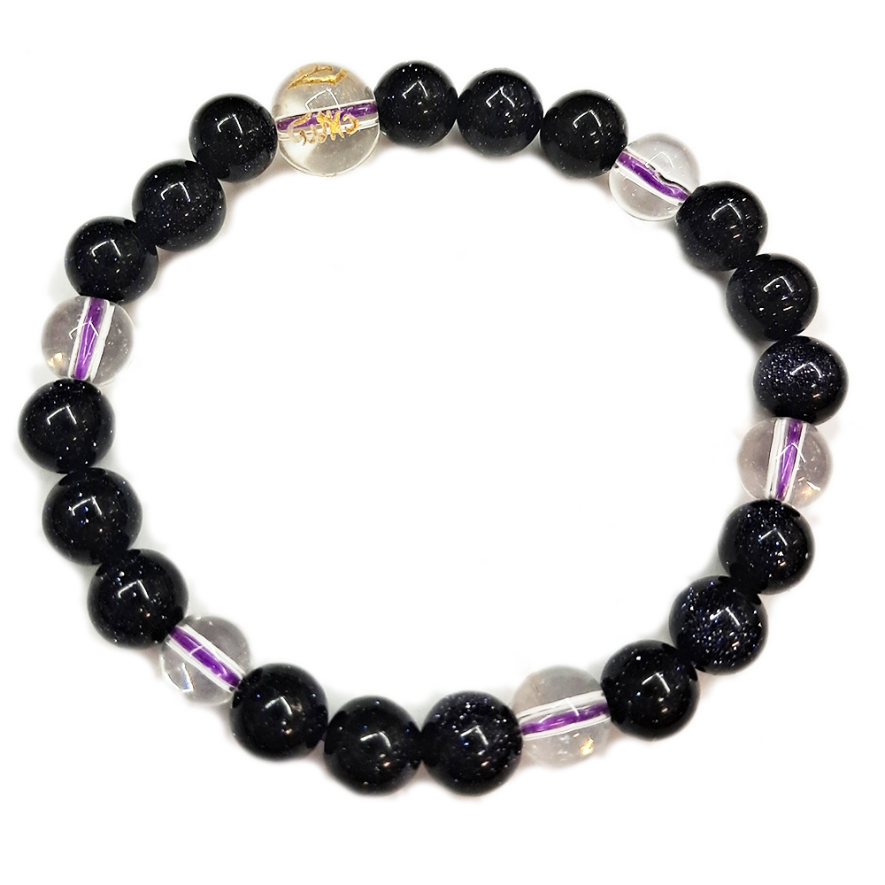 六字真言{水晶}&藍砂石手珠6mm【十方】153497